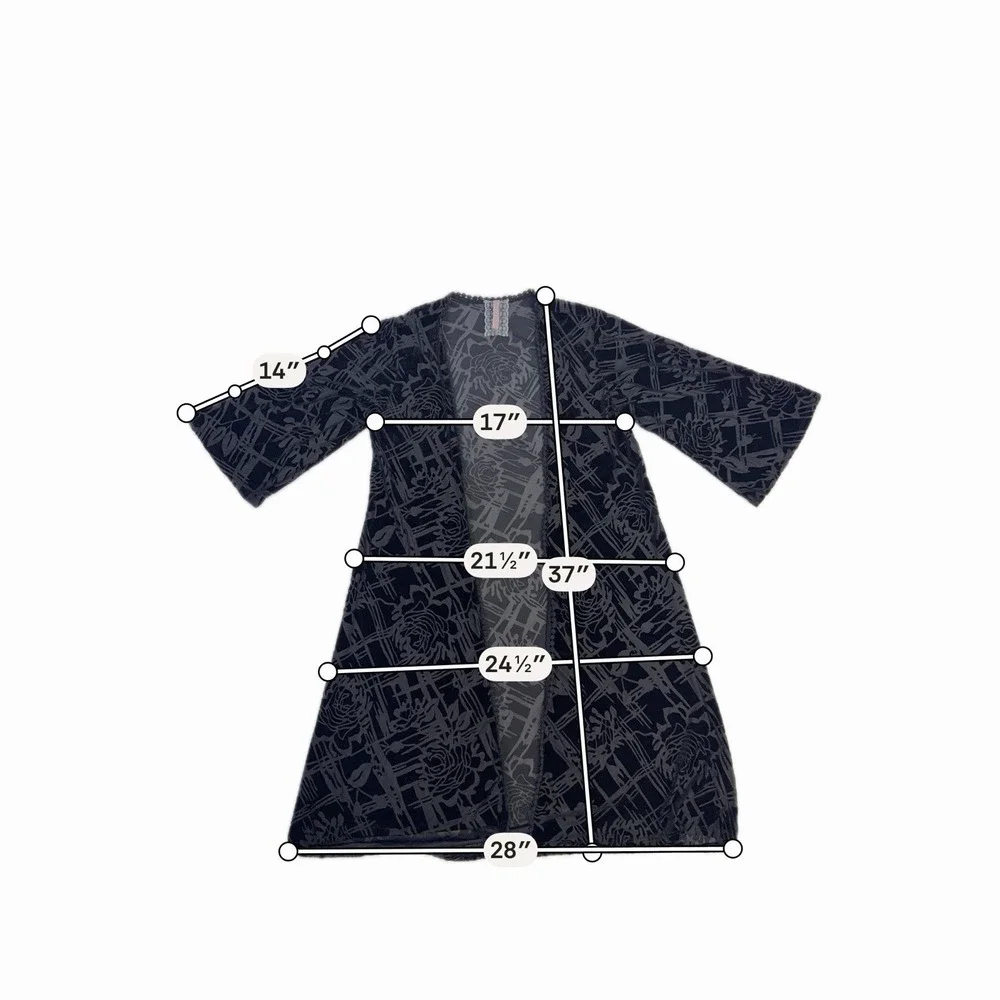Anthropologie Mauve Black Burnout Velvet Kimono Whimsigoth Boho Festival Sz L